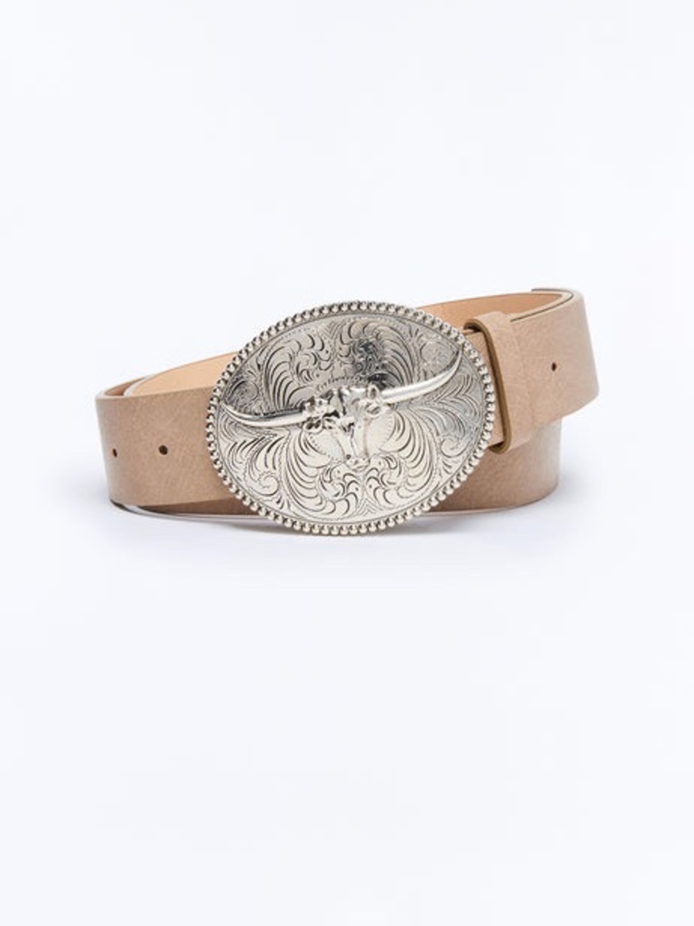 Taupe Western Buckle Faux Leather Belt NEW 🏷️